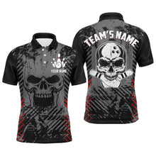 Load image into Gallery viewer, Personalized Skull Bowling Shirt for Men, Custom Team's Name Bowling Jersey League Polo Shirt NBP126