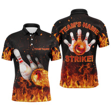 Load image into Gallery viewer, Custom Flames Bowling Shirt for Men, Strike Polo Bowling Shirt for Team, Men's Fire Bowling Jersey NBP152
