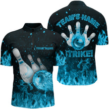 Load image into Gallery viewer, Custom Flames Bowling Shirt for Men, Strike Bowling Jersey for Team Fire League Bowling Quarter-Zip NBZ179