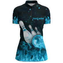 Load image into Gallery viewer, Custom Flames Bowling Shirt for Women, Strike Bowling Jersey for Team League Bowling Quarter-Zip NBZ179
