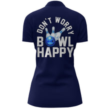 Load image into Gallery viewer, Custom Bowling Shirt for Women, Don't Worry Bowl Happy, Blue Bowling Quarter-Zip Ladies Girl Bowler NBZ165