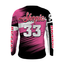 Load image into Gallery viewer, Motocross Mom Personalized Jersey UPF30+ Pink Dirt Bike Mom Racing Shirt Mother's Day Gift NMS1386