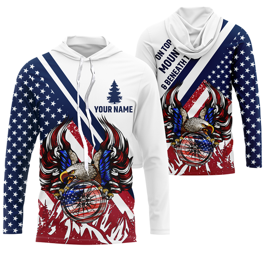 Personalized American Flag Hiking Shirt Eagle US Flag Patriotic Hike Jersey UPF30+ Compass for Hiking Long Sleeve SP7