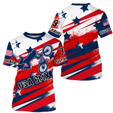 Load image into Gallery viewer, American adult kid BMX jersey Custom UPF30+ Patriotic riding gear USA Freeride Cycling shirt| SLC25