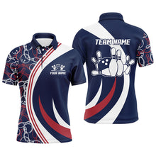 Load image into Gallery viewer, Blue&amp;Red Bowling Polo Shirt For Men Custom Bowling Jersey With Name Men's Bowling Team League Shirt BDT106
