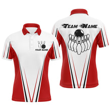 Load image into Gallery viewer, Red And White Men Bowling Shirt Personalized Custom Name Bowling Polo Shirt for Team Bowler Jersey BDT16