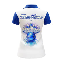 Load image into Gallery viewer, Custom Bowling Polo Shirt for Women Blue Bowling Jersey With Name Ladies Bowling Team League Shirt BDT87