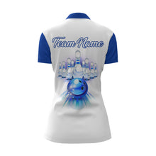Load image into Gallery viewer, Custom Bowling Quarter Zip Shirt for Women Blue Bowling Jersey Ladies Bowling Team League Shirt BDT89