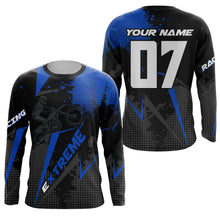 Load image into Gallery viewer, Custom Dirt Bike Jersey UPF30+ Blue Motocross Shirt For Men Women Youth MX SX Long Sleeve PDT505