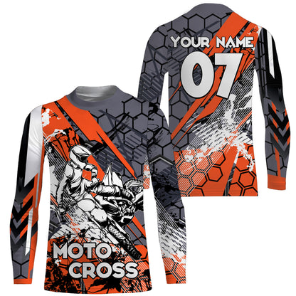 Custom Motocross Jersey Men Kid Women UPF30+ Orange MX Riding Dirt Bike Shirt Off-Road Motorcycle PDT600