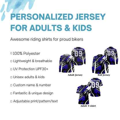 Blue custom number name Motocross racing jersey adult&kid dirt bike Live to Ride off-road MX shirt PDT182
