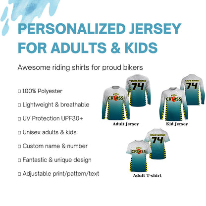 Custom name&number MX racing jersey kids men women dirt bike Motocross offroad UPF30+ motorcycle PDT122
