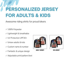 Load image into Gallery viewer, Extreme Motocross personalized jersey UPF30+ US flag Patriotic motorcycle long sleeves dirt bike NMS1060