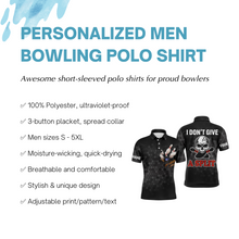 Load image into Gallery viewer, Skull Polo Bowling Shirt for Men Bowlers, Personalized Cool Bowling Jersey I Don't Give A Split NBP36