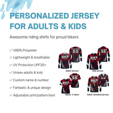 Load image into Gallery viewer, Red BMX racing jersey UPF30+ extreme shirt Adult Cycling gear biking clothes for kids| SLC104