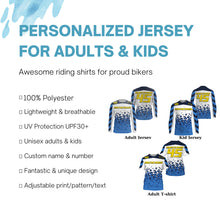 Load image into Gallery viewer, Custom number&amp;name dirt bike racing jersey UPF30+ Motocross blue xtreme offroad shirt motorcycle PDT120