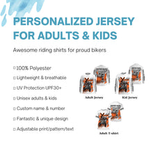 Load image into Gallery viewer, Extreme orange Motocross jersey men women kid UPF30+ custom dirt bike racing shirt motorcycle PDT402