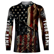 Load image into Gallery viewer, Personalized American Hiking Shirt - Patriotic Skull Hiking Sticks Jersey, Gifts for Hikers and Campers| SP119