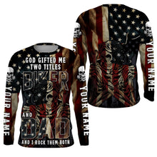 Load image into Gallery viewer, Biker Dad American Flag Riding Jersey Personalized Motorcycle Shirt Father's Day Gift for Dad Riders| NMS519