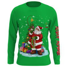 Load image into Gallery viewer, Bass fishing Santa Claus with bass fish ChipteeAmz's art UV protection long sleeves personalized gift AT070