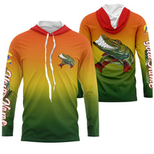 Load image into Gallery viewer, Musky fishing custom name with funny Muskie ChipteeAmz's art UV protection shirts AT025