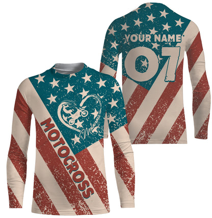 American Motocross Personalized Jersey Dirt Bike Riding Shirt Patriotic Off-road Motorcycle Riders| NMS511