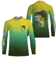 Load image into Gallery viewer, Largemouth Bass fishing custom name with angry bass ChipteeAmz's art UV protection shirts AT001