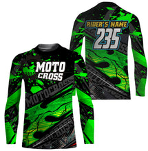 Load image into Gallery viewer, Personalized Motocross Jersey UPF30+, Motorcycle Green Dirt Bike Racing Shirt Off-Road Riders Racewear| NMS427