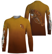 Load image into Gallery viewer, Flounder fishing custom name with funny Flounder drinking beer ChipteeAmz's art UV protection shirts AT015