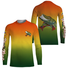 Load image into Gallery viewer, Musky fishing custom name with funny Muskie ChipteeAmz's art UV protection shirts AT025