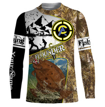 Load image into Gallery viewer, Flounder fishing camo custom name with funny Flounder angry ChipteeAmz's art UV protection shirts AT019