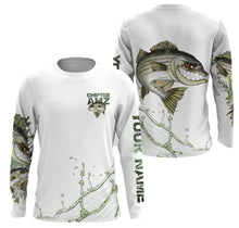 Load image into Gallery viewer, Striped Bass fishing scales custom name with funny striper ChipteeAmz's art UV sun protection shirts AT039