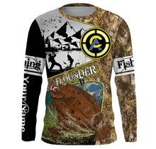 Load image into Gallery viewer, Flounder fishing camo custom name with funny Flounder angry ChipteeAmz's art UV protection shirts AT019