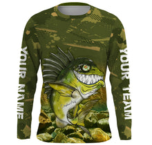 Load image into Gallery viewer, Largemouth Bass fishing camo custom name with angry bass fish ChipteeAmz's art UV protection shirts AT032