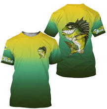 Load image into Gallery viewer, Largemouth Bass fishing custom name with angry bass ChipteeAmz's art UV protection shirts AT001
