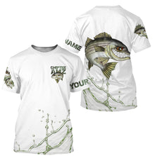 Load image into Gallery viewer, Striped Bass fishing scales custom name with funny striper ChipteeAmz's art UV sun protection shirts AT039