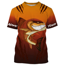 Load image into Gallery viewer, Redfish puppy drum fishing art custom name with angry redfish ChipteeAmz's art UV protection shirts AT030