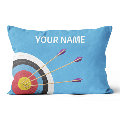 Personalized Blue 3D Target Archery Throw Pillows Best Gifts For Archery VHM0846