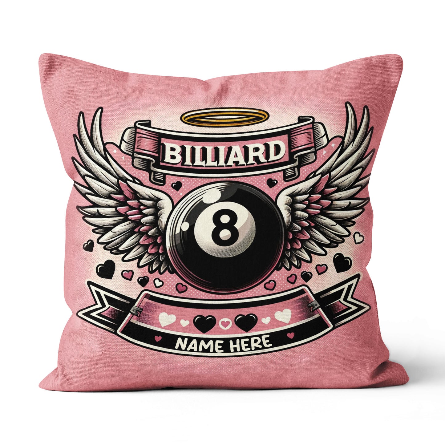 Personalized 8 Ball Pool With Wings Pillow Best Billiard Valentine Gifts TDM0885