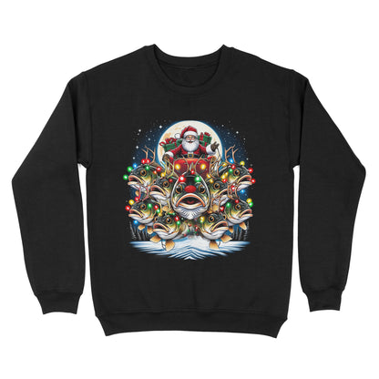 Sweatshirt - Nine Bass fish as Santa's Reindeer