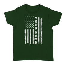 Load image into Gallery viewer, Custom name American flag shirt, personalized American patriot Women's T-shirt, birthday gift, Christmas gift for dad, mom - NQS1290