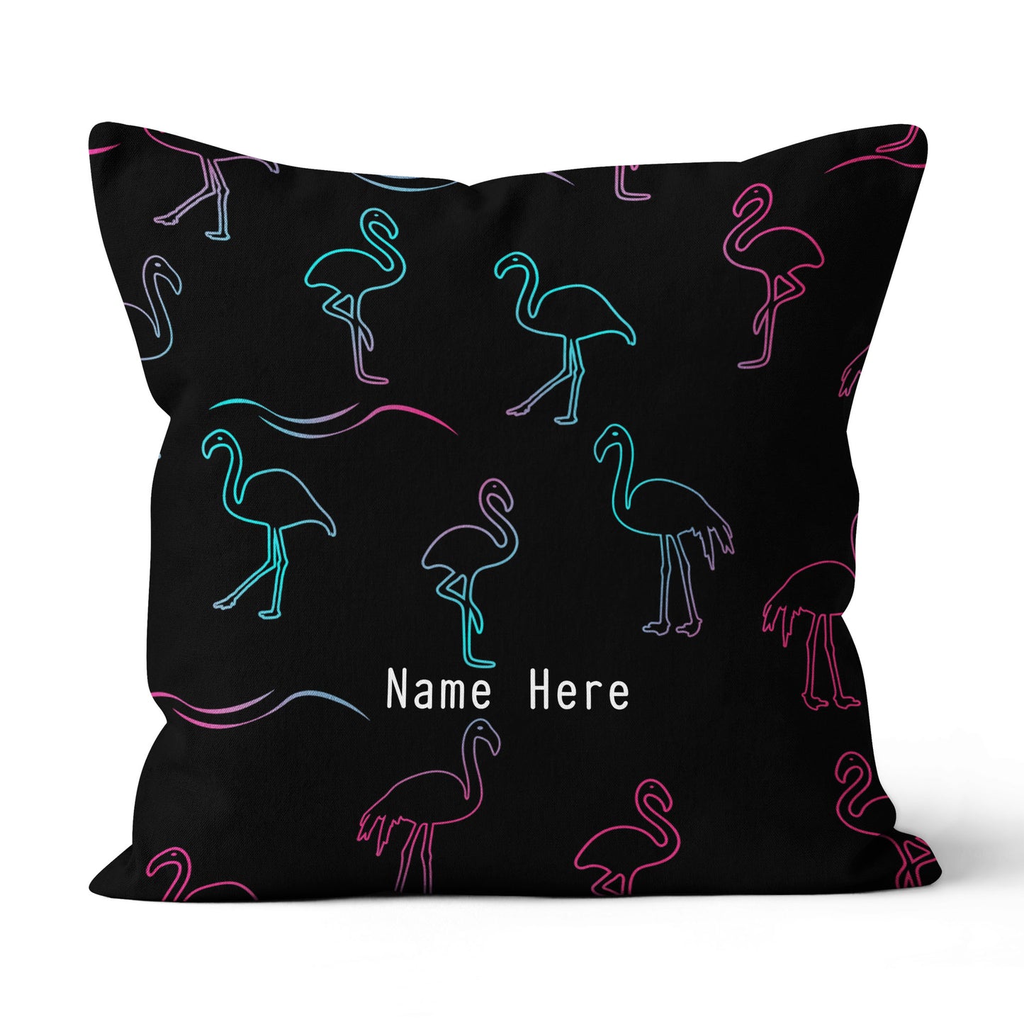 Colorful Neon Flamingo Custom Throw Pillow Personalized Home Decor Gifts LDT1191