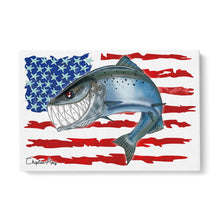 Load image into Gallery viewer, Salmon fishing with American flag ChipteeAmz's art Matte Canvas AT026